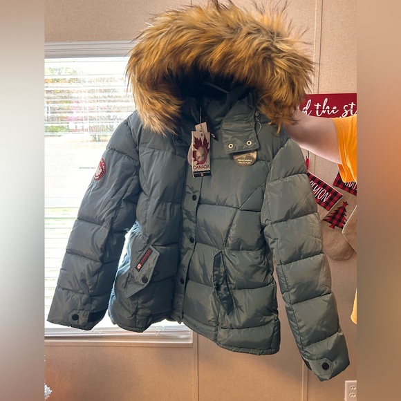 Canada Weather Gear Jackets & Blazers - Canada  Teal Puffer Jacket with Fur Hood